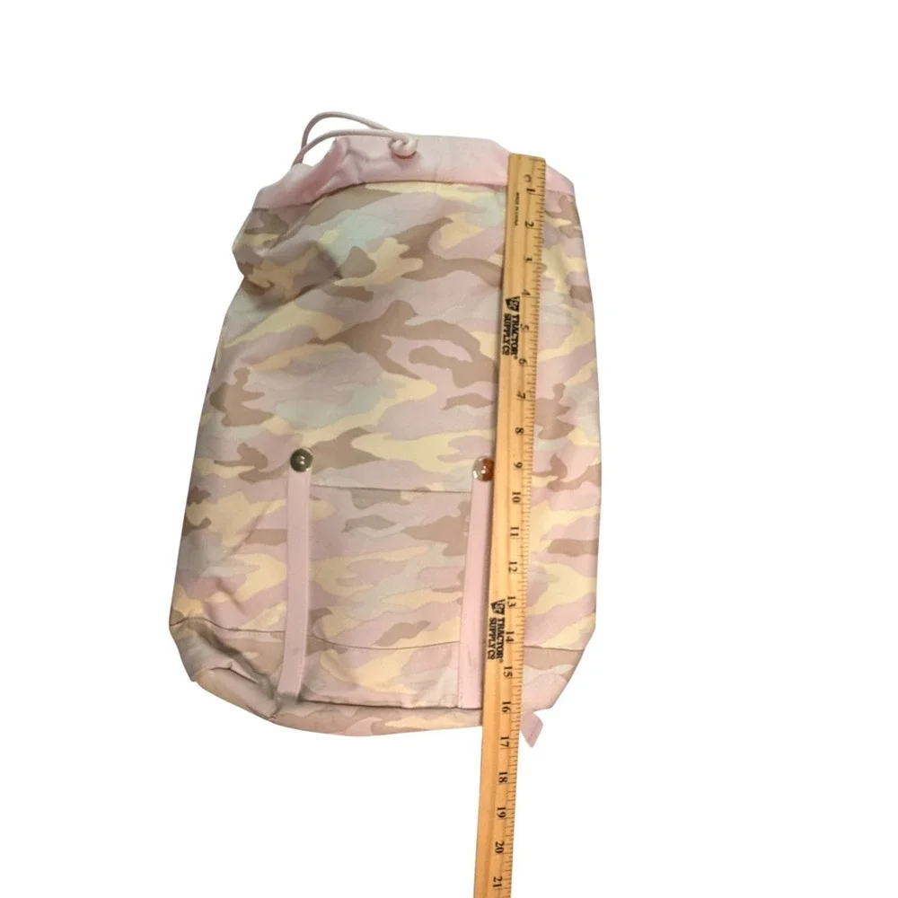 Unbranded Backpack Womens Large Pink Camo Canvas Rucksack Rose Gold Hardware